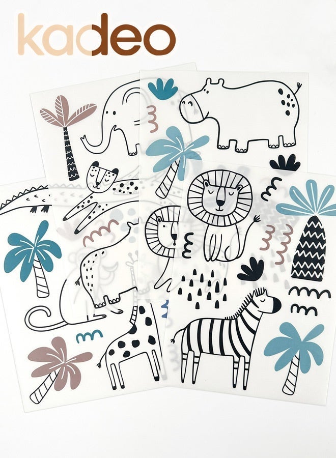 kadeo Safari Wildlife Animal Wall Decals, Waterproof, PVC Material Wallpaper, Line Art Peel & Stick Decor, without Ddamaging the Wallpaper for Kids’ Room & Nursery - Image 2